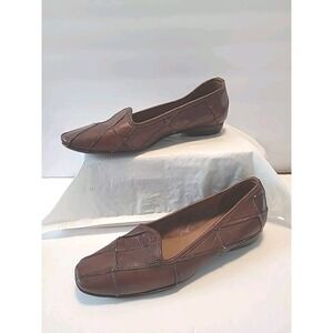 Sesto‎ Meucci Brown Leather Classic Patchwork Loafer Shoes Womens 8.5 M Casual